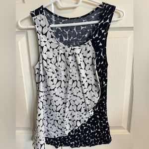NY&Co Tank Top Blouse Navy/White Size Small